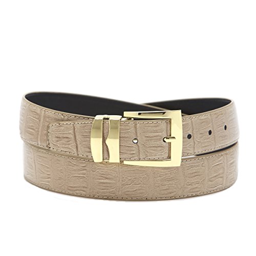 Concitor Men's Wide Bonded Leather Belt TAN Color HORNBACK Pattern Gold-Tone Buckle sz 34