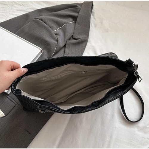 Image of Women Classic Crocodile Pattern Faux Leather Clutch Purse Oversized Female Shoulder Bag Messenger Handbag