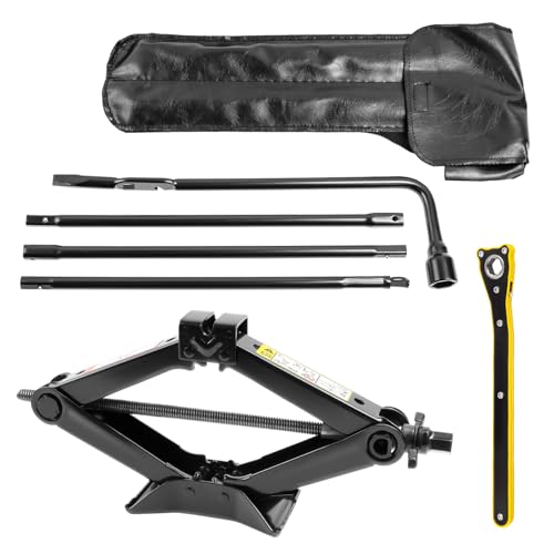 Image of Spare Tire Jack Kit Compatible with 1999-2019 Silverado Tahoe Avalanche 2002-2018 Escalade, Scissor Jack 2.5 Ton Heavy Duty Lifting Jack & Spare Tire Lug Wrench Tool Kit Replacement Tire Repair Tool