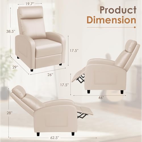 Sillón reclinable moderno piel sintética Beige miniatura 3