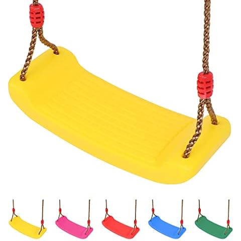 SILVER VALLEY Deluxe Garden Swing Seat for Children Kids with Adjustable Reinforced Ropes Ideal for Swing Sets and Climbing Frames (Yellow) Cover