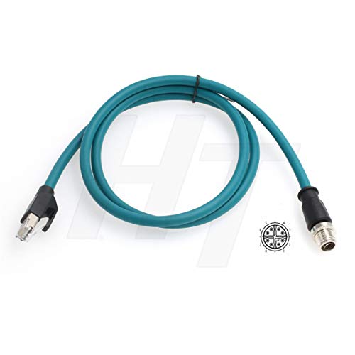 HangTon Cable Ethernet M12 de 8 pines X-Code RJ45 CAT-7e GigE para sensor de cámara industrial Basler Cognex (1 metro) Cover