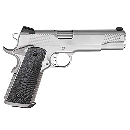 Cool Hand 1911 Grips, Magwell Cut, Full Size(Government/Commander), Sunburst Texture,G10, Ambi Safety Cut Grey/Black