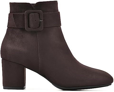 WHITE MOUNTAIN Women's Shoes Freckly Block Heel Bootie, Dkbrown/Fabric, 9 M | Image 2