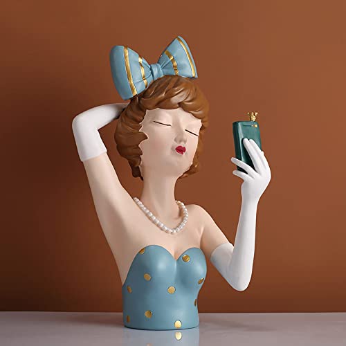 Nordique Décor À La Maison Jardin Décoration Creative City Girl Salon Décoration De La Maison Résine Artisanat Décoration Meuble TV Armoire À Vin Porche Décoration,Girl in Blue Décoration De Sculptu
