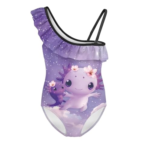 Ruffled Halter One-Piece Swimsuit for Girls with Capybara Print - Light, Elastic, Breathable for Pool, Beach