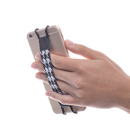 TFY Security Hand Strap for Smartphones - Compatible with iPhone Air / 17 Pro Max / 16/15 Plus / 14/13 /12 Pro / 11 / Xs/XR/X / 8 Plus/SE/Galaxy S24 / Mate 70 Pro and Others (Black/White)