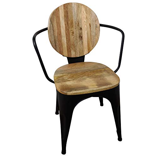 Stuhl Schwarz Esszimmerstuhl Industrie Design Mango-Holz Handarbeit Industrial Cover