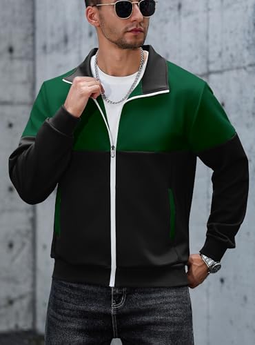 Image of HYPESTFIT Men's Retro Track Jackets, Relaxed Fit | Lightweight men's casual jacket ideal for spring & fall, running and daily athletic wear