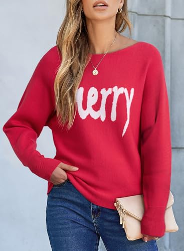 Image of EVALESS Casual Crewneck Sweaters for Women Fall Winter 2026 Lightweight Long Batwing Sleeve Pullover Sweaters Tops Clothes