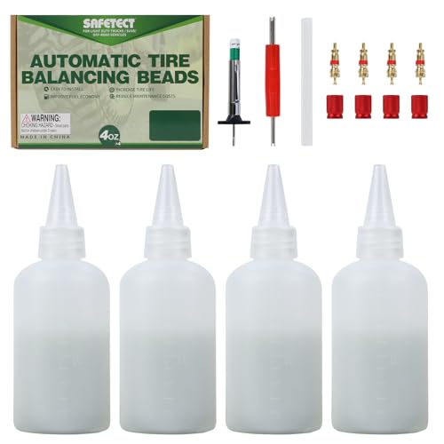 Safetect Tire Balance Beads for Motorcycle 4 oz x 4 Balancing Beads for Truck with Installation Tools Tires Bead for Car Trailer Off-Road Vehicles