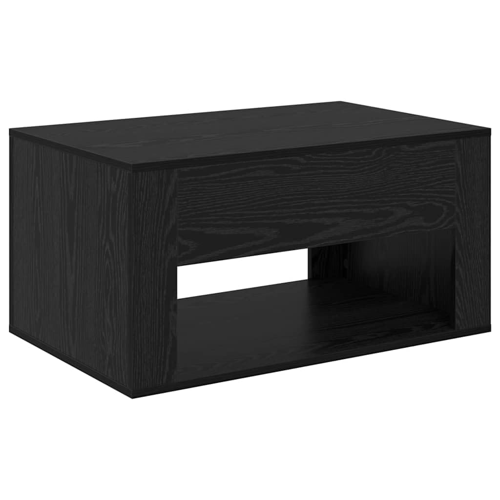 Mesa de centro con aspecto de roble negro, 80 x 50 x 40 cm, material de madera con cajón y estante, diseño moderno, resistente y duradera, para salón, sofá o dormitorio