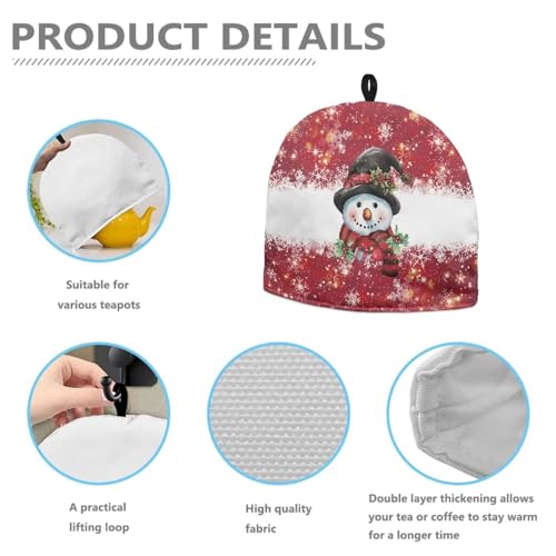 Image of Teapot Cozy Insulation Keep Tea Warm Creative Tea Pot Cozies Teapot Dust Cover for Christmas Decor Cute Snowman