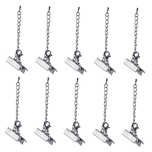 KONTONTY Bracelet Making Supplies 20mm Cord Ends Fastener Clasps Textured Crimp Ends 20pcs Iron Clip Buckles