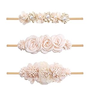 Baby Girl Flower Headbands Set-Elastic Hair Band Crown Flower Wraps for Newborn Infant Toddler 3Pcs by mligril