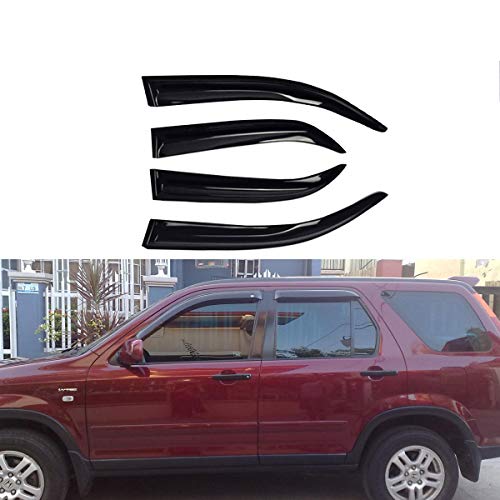 D&O Motor 4Pcs Front+Rear Smoke Sun/Rain Guard Outside Mount Tape-On Window Visors For 02-06 Honda Cr-V Crv #TOP1