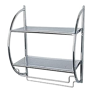 WENKO Wandrek Chrome-2 planken, 2 flexibele handdoekenrails, staal, zilver glanzend, 26 x 45,5 x 54,5 cm