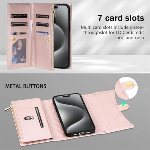 Étui compatible avec iPhone 15 marron protection intégrale et rangement - 4