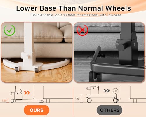 Image of JOY worker Foldable Mobile Standing Desk, 90 Tilt Rolling Laptop Desk, Oak | Tiltable MDF Laptop Desk, Portable Cart with Hidden Wheels & Low Base, Collapsible for Storage, Holds 22lbs, Home Office