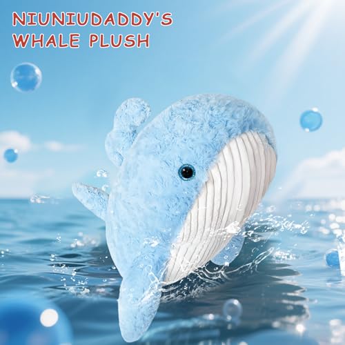 Image of Niuniu Daddy 23 inch 3.3 Pound Weighted Stuffed Animals Whale for Kids Adults, Whale Weighted Plushies Toy, Cute Body Pillow for Sleeping, Ocean Series Huggable Gift for Everyday Comfort