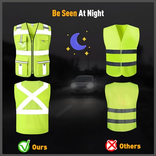 Image of Class 2 Safety Vest with Zipper Front and multiple Pockets, High Visibility Vest, Meets ANSI /ISEA Standards