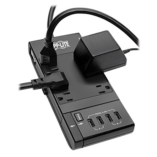 Tripp Lite Surge Protector Power Strip 6-Outlet W/4 Usb Charging/Sync Ports, Black, 9.6" X 6.7" X 1.8" (Tlp66Usbr) #TOP1