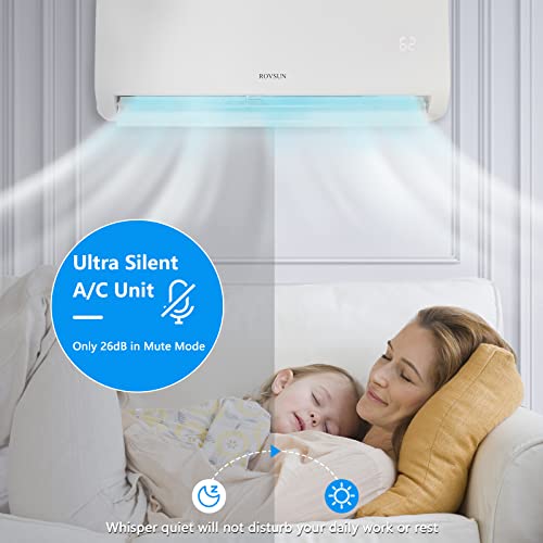 Rovsun 9,000 Btu Mini Split Ac/Heating System With Inverter, 19 Seer 115V Energy Saving Ductless Split-System Air Conditioner With Pre-Charged Condenser, Heat Pump, Remote Control & Installation Kit #TOP2