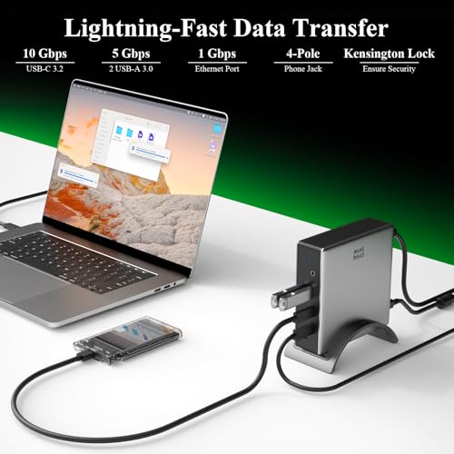 Minthouz Laptop Docking Station, 9in1 Dock with Detachable USBC Hub | 3 Display USB C Dock 2 DP&HDMI,140W PD Charger,2*3.0 USB-A,10Gbps,Gigabit Ethern - image 8