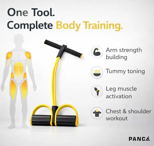 Image of PANCA Pull Reducer Training Bands Resistance Pedal Exerciser | 4 Tube Body Puller for Home Workout, Yoga & Crossfit | Arm, Leg, Tummy & Full Body Exercise Equipment for Men & Women