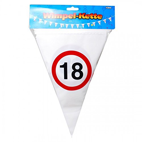 18. Geburtstag Deko – Girlande Mit Verkehrsschild-Motiv & Hängenden Anhängern