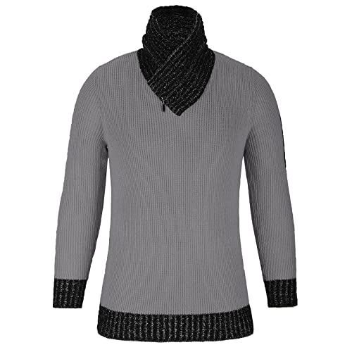 Scarf Collar Knitted Sweater for Men Turtleneck Sweaters Long Sleeve Rib-Knit Pullover Slim Fit Comfort Jumper Top2