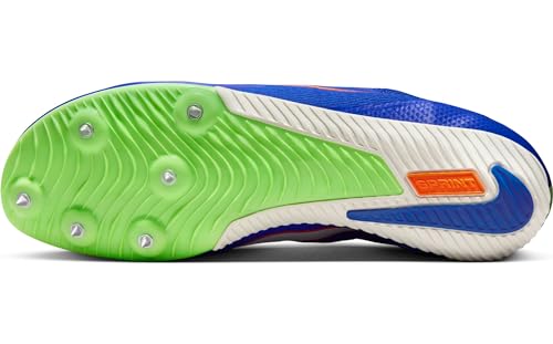 Nike Rival Sprint Track & Field Sprinting Spikes (DC8753-401, Racer Blue/Lime Blast/Safety Orange/White) Size 10 - Image 3