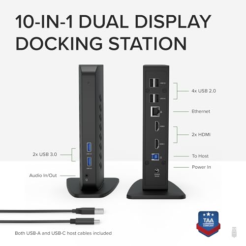 image for Plugable USB 3.0 and USB-C Universal Laptop Docking Station with 2 HDM
