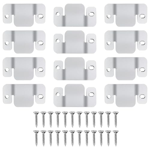 12 PCS Interlocking Sofa Connectors Flush Mount Brackets, Furniture Corner Connector Metal, Sectional Sofa Interlocking Connector Clips, Universal Furniture Connector Bracket with Screws