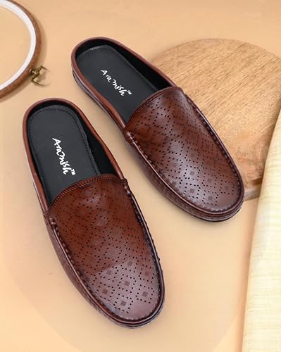 Image of ARAMISH Genuine Leather Loafers Open Back Shoes for Men
