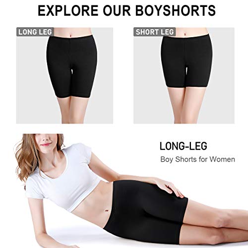 Image of wirarpa Women's Cotton Boy Shorts Underwear Anti Chafing Soft Biker Short Plus Boy Shorts Panties 4 Pack, Multicolor05-4 Pack
