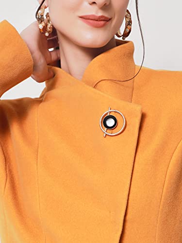 Image of Beatnik Wool Solid Shawl Collar Mustard Women Full Sleeve Blazers