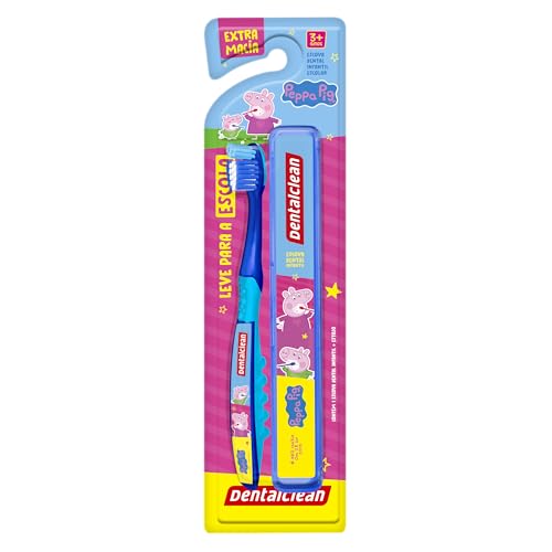 Dentalclean Estojo Escolar Infantil Peppa Pig + Escova de Dente, Extra Macia, Azul