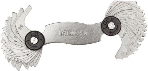 Mitutoyo 188-152, Inch/Metric Screw Pitch Gage, 4 to 56 TPI, 0.5mm to 6mm, 28 Leaves
