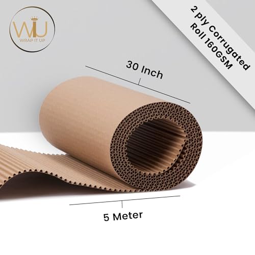Image of WRAP IT UP Brown Corrugated Roll, 2 Ply, 160 /120 GSM, for Packaging (30 Inch * 5 Meter)