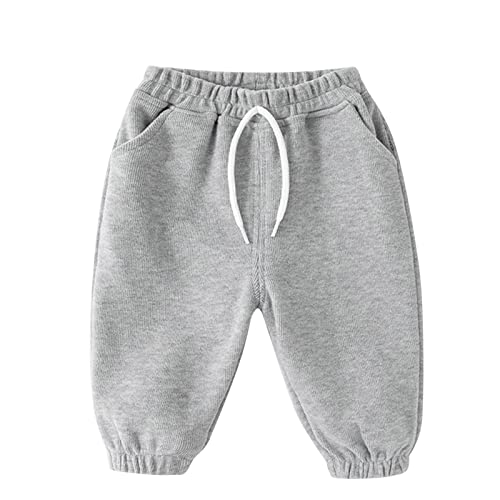 Toddler Boys Girls Joggers Pants Cotton Soild Color Sweatpants Kids Fashion Trousers Baby Lounge (Grey, 2-3 Years)