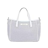 qbag paris] Nest Bon Shoulder Bag with Adjustable Strap - Crossbody, Over-the-Shoulder, Zippered Mother's Bag for Women - Lightweight, Washable Mesh Design - Grege Bianco Color