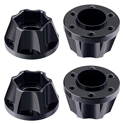 DJX 4pcs 12mm Aluminum Wheel Hex Hub Adapter Accessories Wheel Extension for 1/10 RC Crawler 1.9inch or 2.2inch Wheel Rim TRX4 Axial SCX10 D901(Black 12mm)