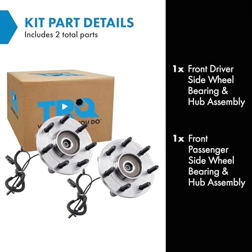 Image of TRQ Front Left and Right Wheel Bearing and Hub Assembly Set 2 Piece Compatible with 2010-2012 Ford F-150 AWD with 7 Lug Wheels 2011-2014 F-150 4WD with 7 Lug Wheels