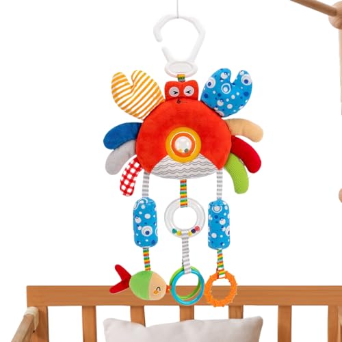 Stroller Activity Toy - 15.75 inch plush crinkle toy | Plush cotton toys - Sensory development stroller toys for 0+ months indoor outdoor travel play fun learning