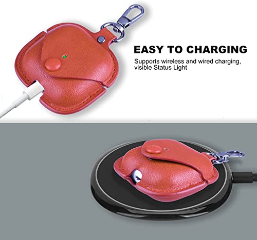 Image of Case Cover for Apple AirPods Pro 1 | Premium Leather Case with Carabiner | Only for Apple Airpods | Light Brown