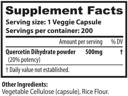 Miniatura 2 de Quercetina 500mg Suplemento - 200 Cápsulas - Quercetina Dihidrato