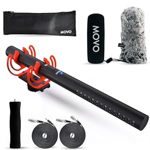 Movo X3-II Shotgun Microphone for Camera – 11” XLR Supercardioid Boom Mic for Filmmaking, DSLR Video, Interviews & Content Creation – Includes Rycote Shockmount, Grip & XLR Cables