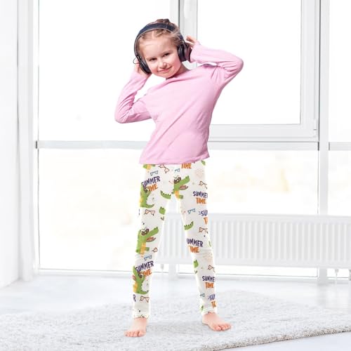 Summer Crocodile Print Girls Leggings Soft Stretch Workout Yoga Dance Pants for Kids Casual Tights4