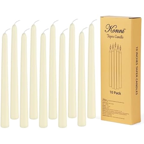 KONNI 10-Inch Ivory Taper Candles Cover
